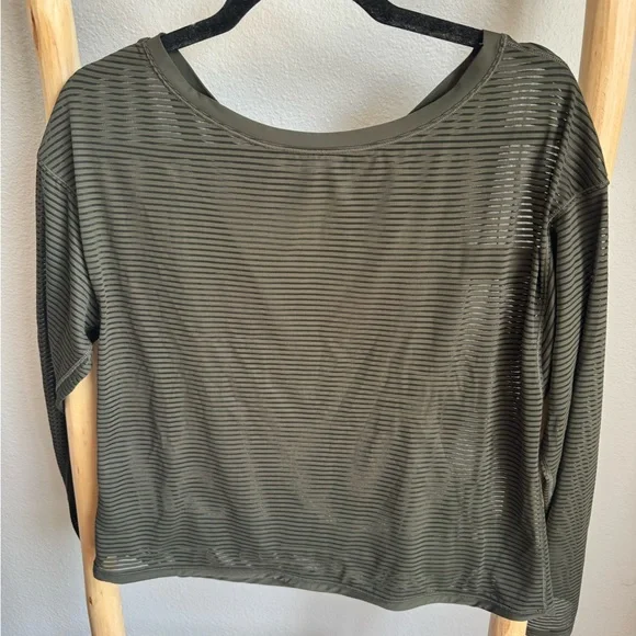 lululemon athletica Olive Striped Long Sleeve Top - Picture 1 of 9
